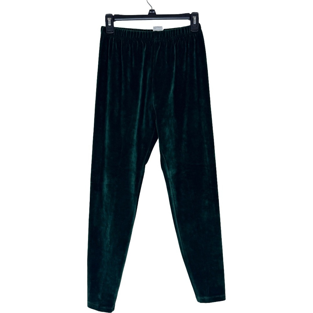 Jones New York Sport Green Velvet Leggings Womens Large Velour Elastic Waist